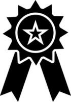 plano estilo negro y blanco Insignia icono con estrella signo. vector