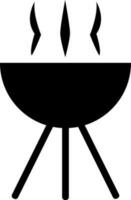 parrilla icono en negro y blanco color. vector