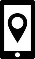 Location app in smartphone glyph icon in flat style. vector