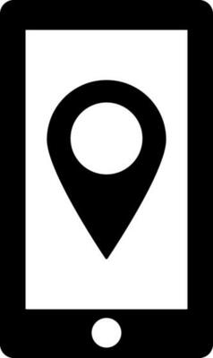 Location app in smartphone glyph icon in flat style.