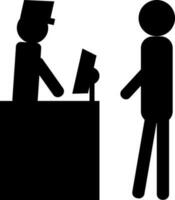 Character of passenger at airport counter icon in black color. vector