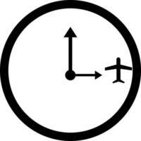 Wall clock with aeroplane icon or sysmbol for flight timing. vector