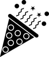 Black and White party popper icon in flat style. vector