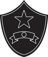 Star decorated shield badge with blank ribbon. vector