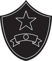 Star decorated shield badge with blank ribbon. vector