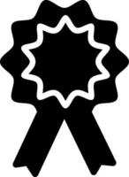 Black and White badge with ribbon in flat style. vector