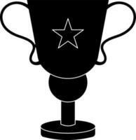 Black and White star on trophy cup. vector