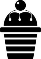 Glyph cupcake icon in Black and White color. vector