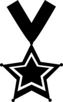 Black and White star decorated medal with ribbon. vector