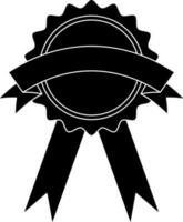 Black and White badge decorated with ribbon. vector