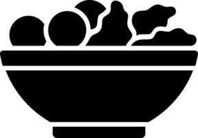 Salad bowl glyph icon in flat style. vector
