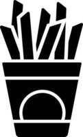 Black and White fries icon in flat style. vector