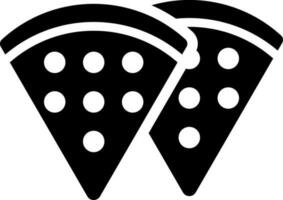 Slice of pizza icon in Black and White color. vector