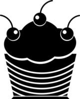 Cupcake glyph icon in Black and White color. vector