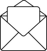 Open Envelope With Notes Black Outline Icon. vector