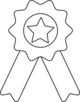 Star decorated badge with ribbon. vector