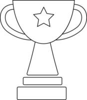 Line art star decorated trophy cup award. vector
