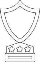 Black line art stars decorated shield trophy award. vector