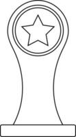 Black line art star decorated trophy award. vector