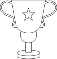 Black line art star on trophy cup. vector