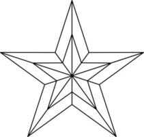 Star badge award in black line art. vector