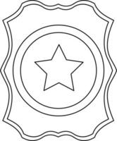 Black line art award decorated with star. vector