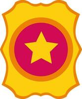 Orange and pink award decorated with yellow star. vector