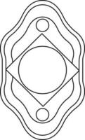 Police badge award in black line art. vector
