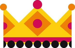 Decorated colorful crown in flat style. vector