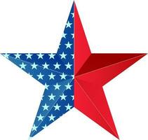 Beautiful shiny star in American Flag colors. vector