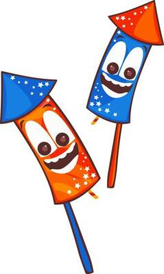 American Flag colors rockets design.
