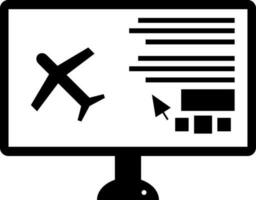 E-Ticket booking concept for flight, Black and White of desktop. vector