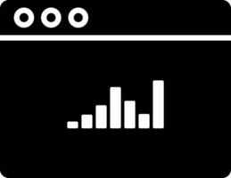 Glyph bar graph on web page icon or symbol. vector