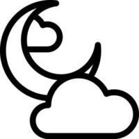 Cloudy night icon in line art. vector