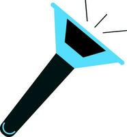 Flat style flashlight in blue and black color. vector