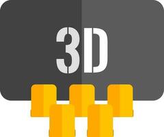 3D movie theater icon in flat style. vector