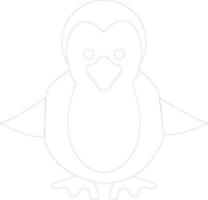 Penguin character made with black line stroke. vector