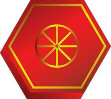 3D hexagon red and gloden color. vector