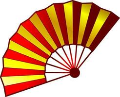 Red and yellow chinese fan. vector