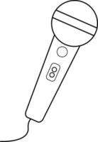 Line art microphone on background. vector