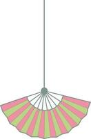 Fan in pink and green color. vector