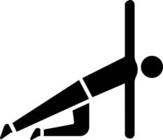 Man supporting himself on one arm and stretching himself, yoga pose flat icon. vector