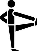 Man stretching arms and flexing legs flat icon. vector