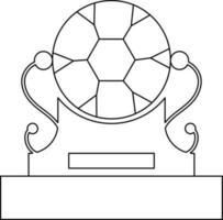 Trophy award of football in black line art. vector