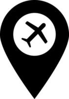 Airplane location center icon in Black and White color. vector