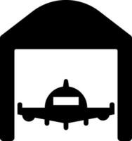 Plane on airport glyph icon in flat style. vector