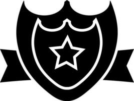 Black and White shield decorated with ribbon and star. vector