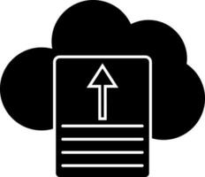 Cloud data uploading icon in Black and White color. vector