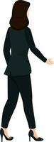 Character of a walking business woman on white background. vector