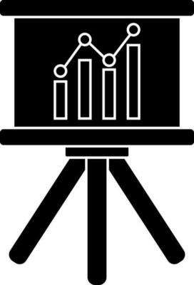 Presentation board icon with bar graph.